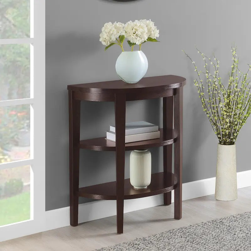 Console demi-cercle Newport de Convenience Concepts avec étagères