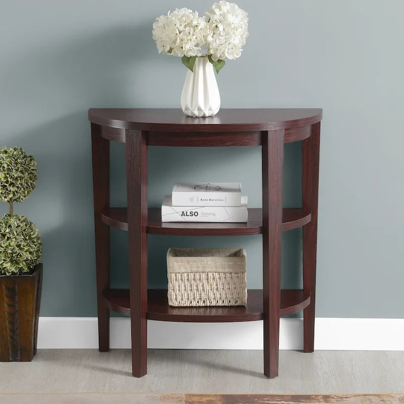 Console demi-cercle Newport de Convenience Concepts avec étagères