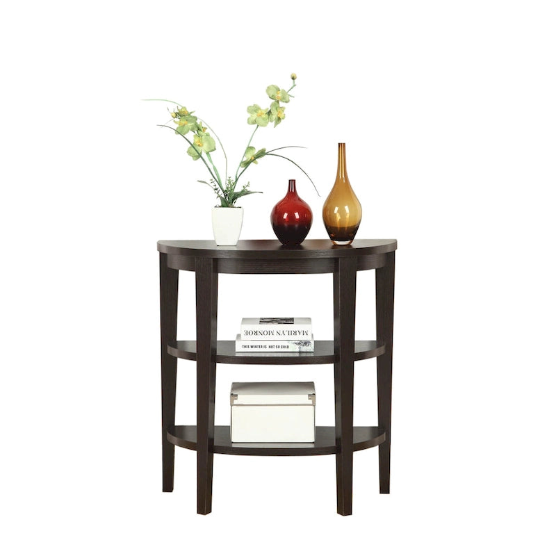 Console demi-cercle Newport de Convenience Concepts avec étagères