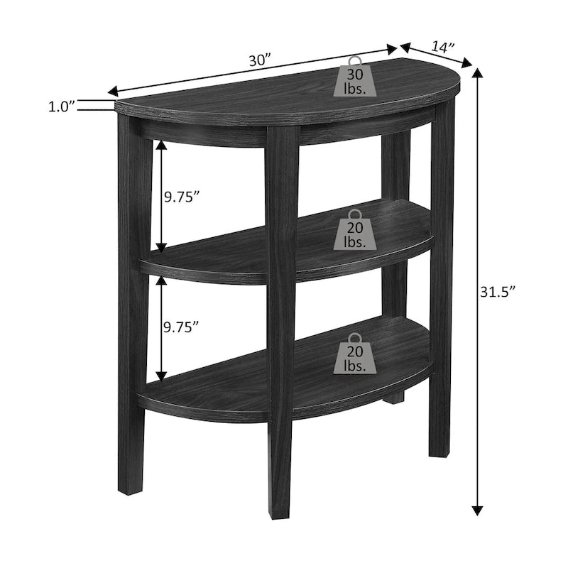 Console demi-cercle Newport de Convenience Concepts avec étagères