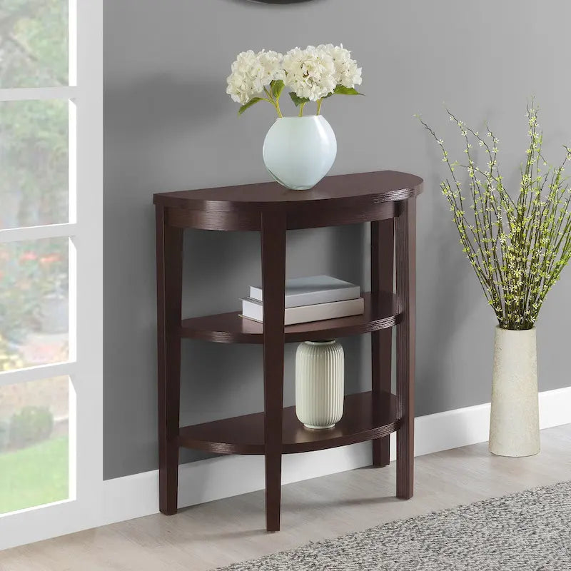 Console demi-cercle Newport de Convenience Concepts avec étagères