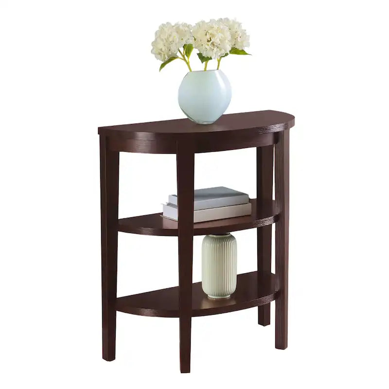 Console demi-cercle Newport de Convenience Concepts avec étagères