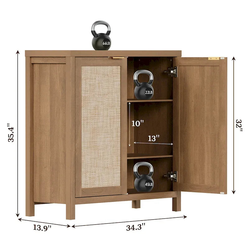 Buffet/meuble de rangement d'appoint en rotin SICOTAS avec 2 portes - Non disponible