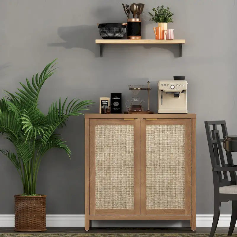 Buffet/meuble de rangement d'appoint en rotin SICOTAS avec 2 portes - Non disponible