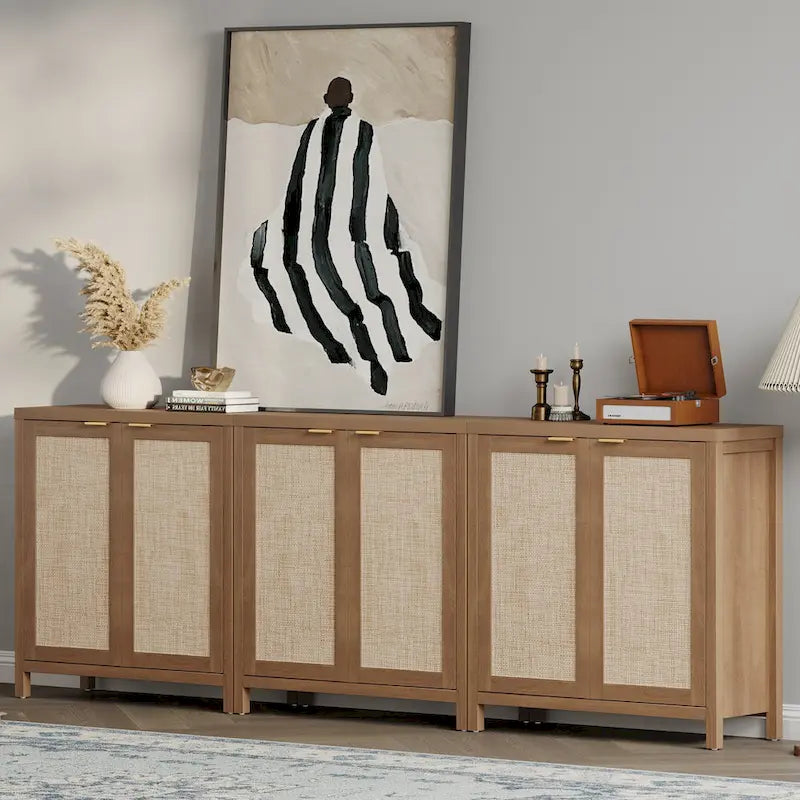 Buffet/meuble de rangement d'appoint en rotin SICOTAS avec 2 portes - Non disponible