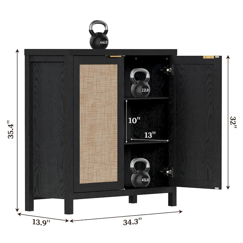 Buffet/meuble de rangement d'appoint en rotin SICOTAS avec 2 portes - Non disponible