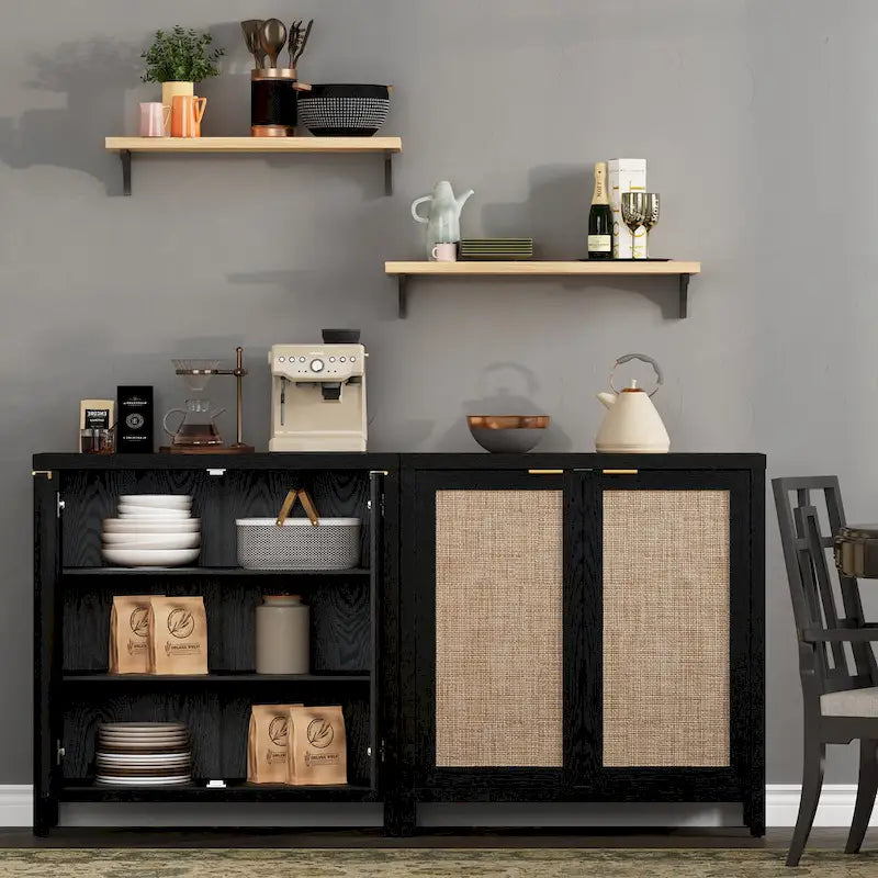 Buffet/meuble de rangement d'appoint en rotin SICOTAS avec 2 portes - Non disponible