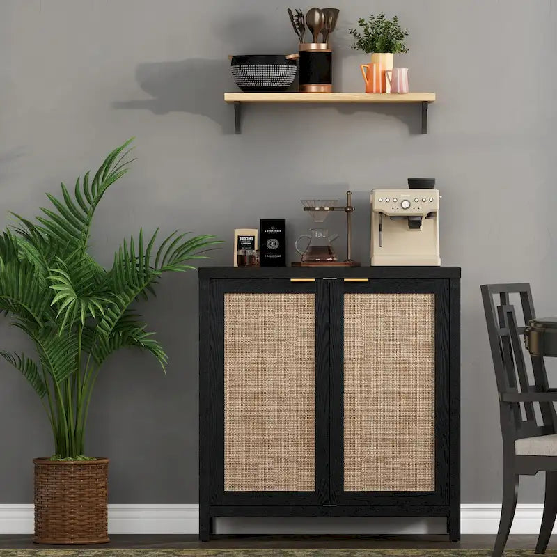 Buffet/meuble de rangement d'appoint en rotin SICOTAS avec 2 portes - Non disponible