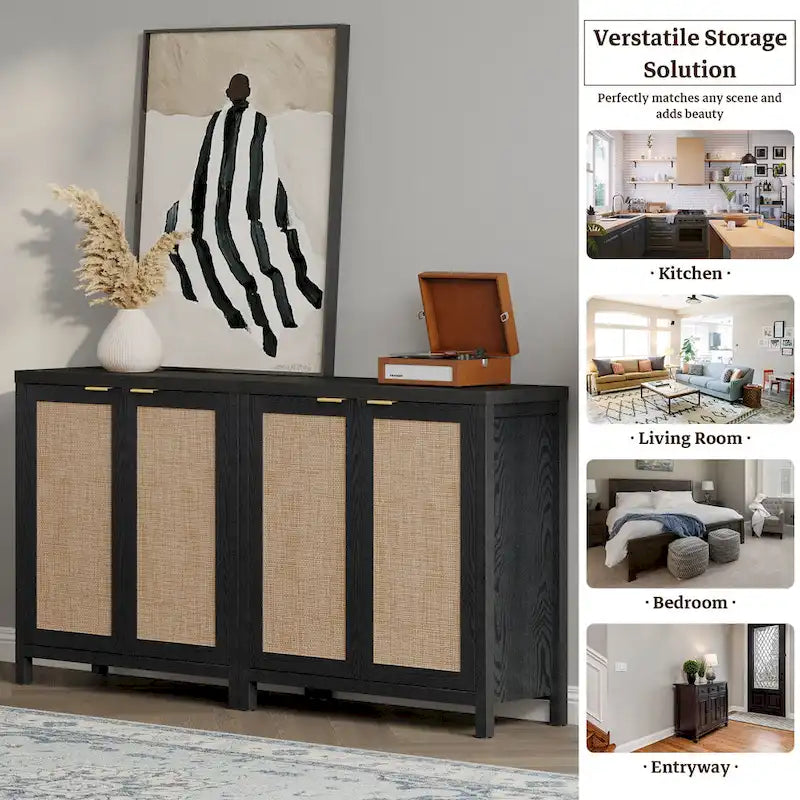 Buffet/meuble de rangement d'appoint en rotin SICOTAS avec 2 portes - Non disponible