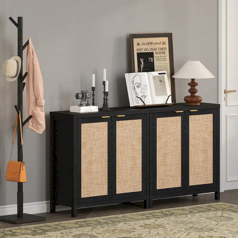 Buffet/meuble de rangement d'appoint en rotin SICOTAS avec 2 portes - Non disponible