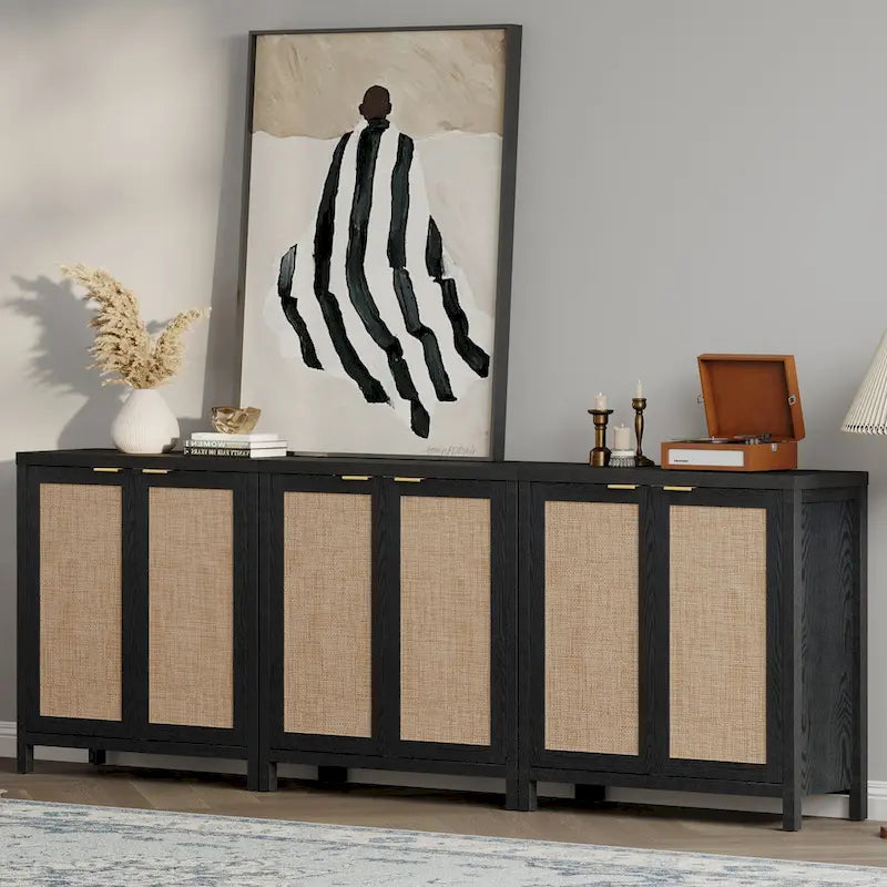 Buffet/meuble de rangement d'appoint en rotin SICOTAS avec 2 portes - Non disponible