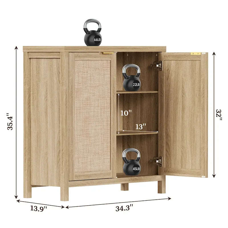 Buffet/meuble de rangement d'appoint en rotin SICOTAS avec 2 portes - Non disponible