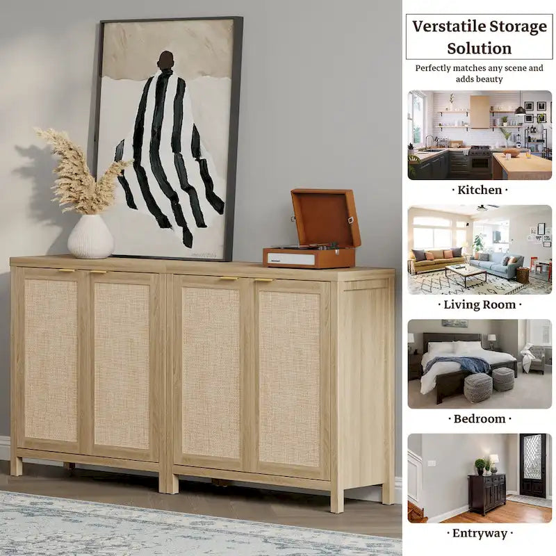 Buffet/meuble de rangement d'appoint en rotin SICOTAS avec 2 portes - Non disponible