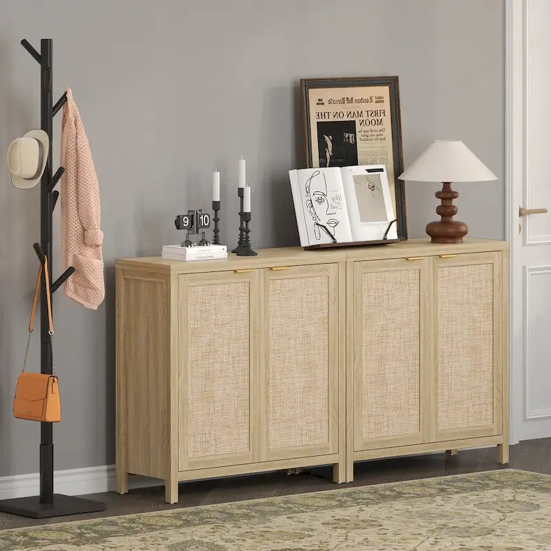 Buffet/meuble de rangement d'appoint en rotin SICOTAS avec 2 portes - Non disponible