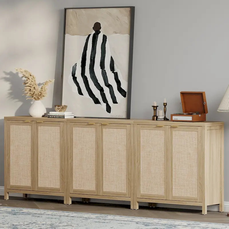 Buffet/meuble de rangement d'appoint en rotin SICOTAS avec 2 portes - Non disponible