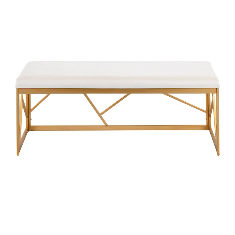 Banc rembourré en métal Silver Orchid Sala Glam