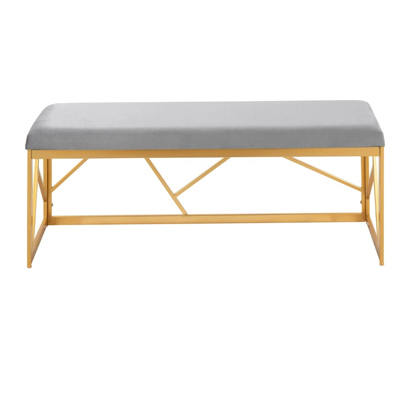Banc rembourré en métal Silver Orchid Sala Glam