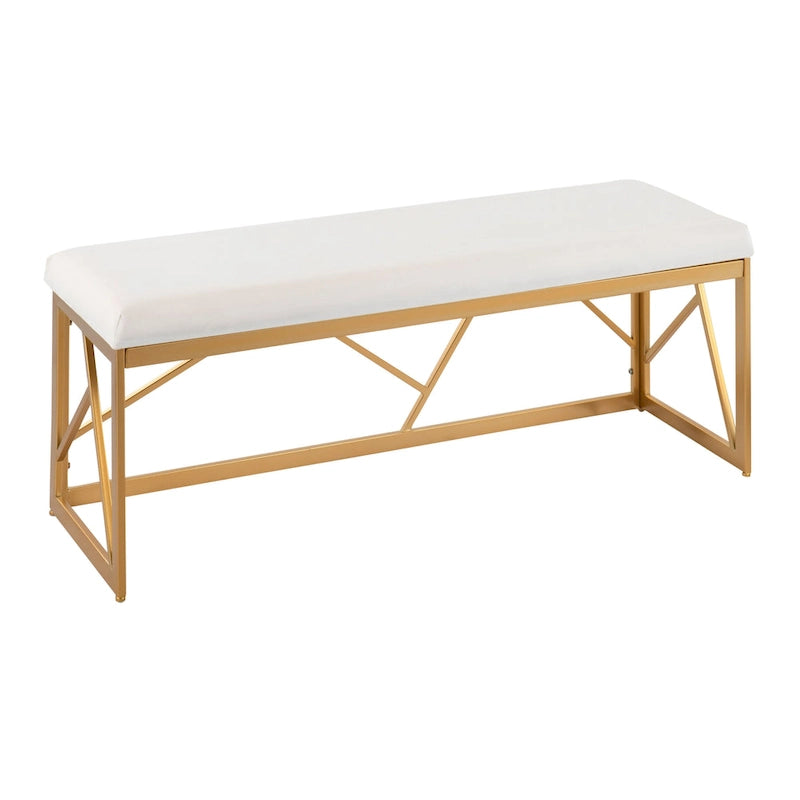 Banc rembourré en métal Silver Orchid Sala Glam