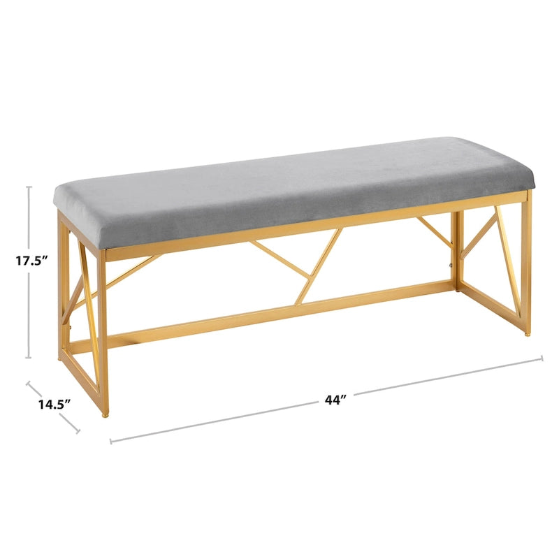Banc rembourré en métal Silver Orchid Sala Glam