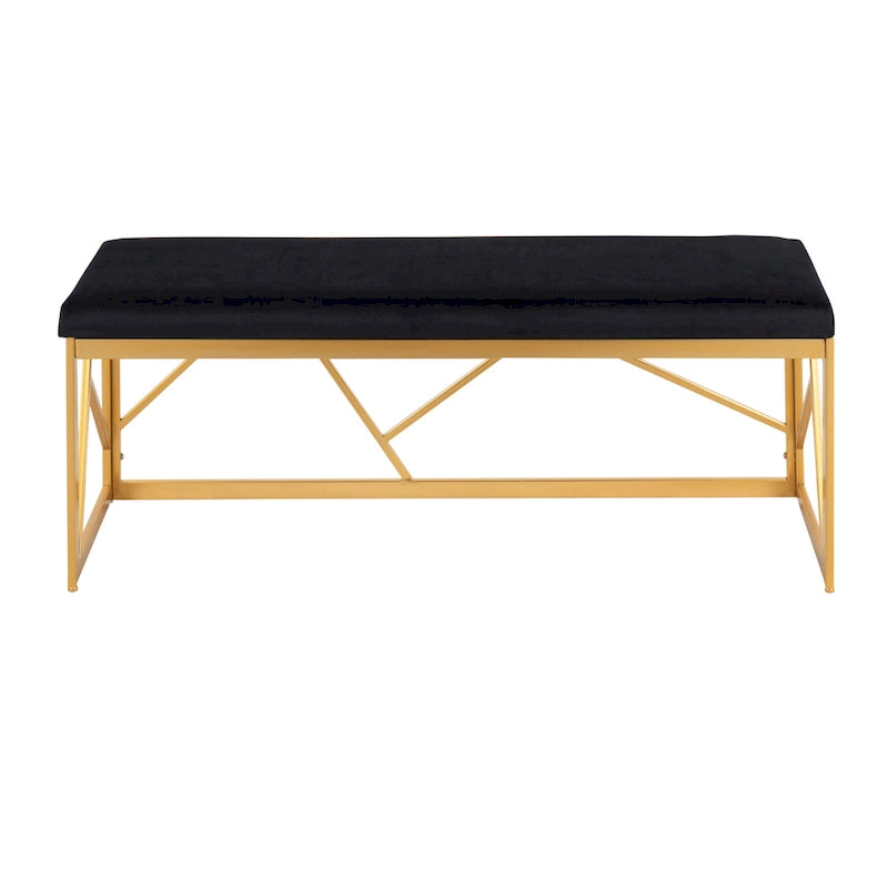 Banc rembourré en métal Silver Orchid Sala Glam