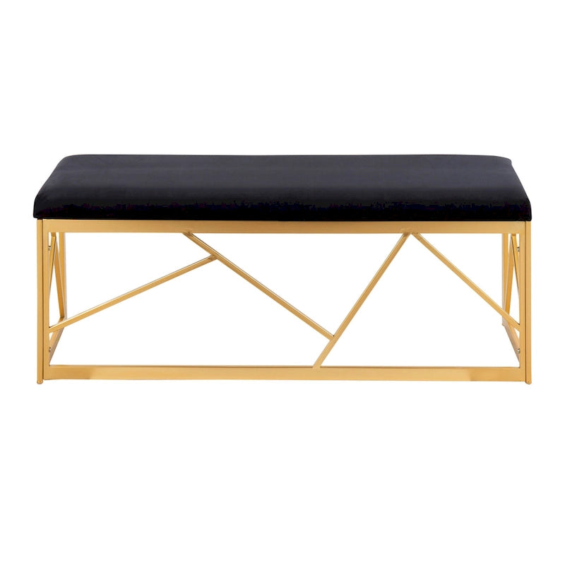 Banc rembourré en métal Silver Orchid Sala Glam