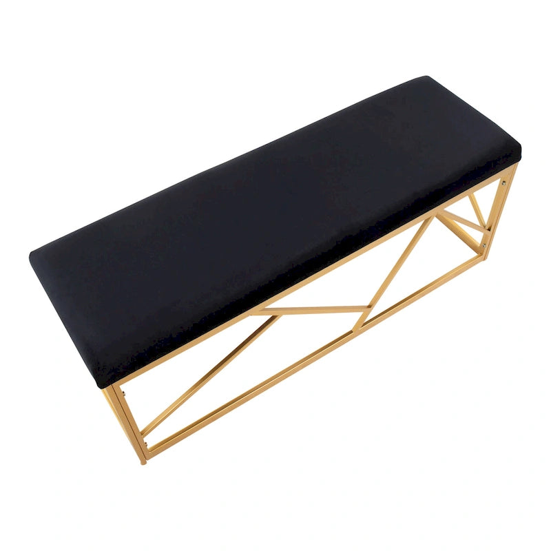 Banc rembourré en métal Silver Orchid Sala Glam