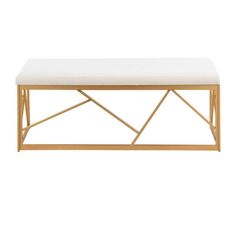 Banc rembourré en métal Silver Orchid Sala Glam