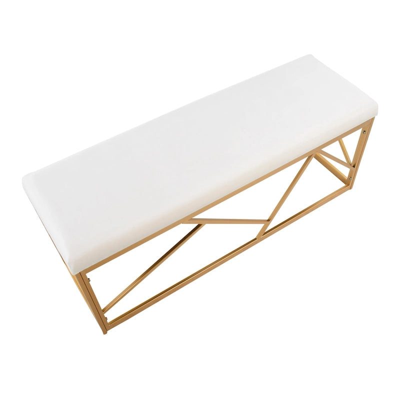Banc rembourré en métal Silver Orchid Sala Glam