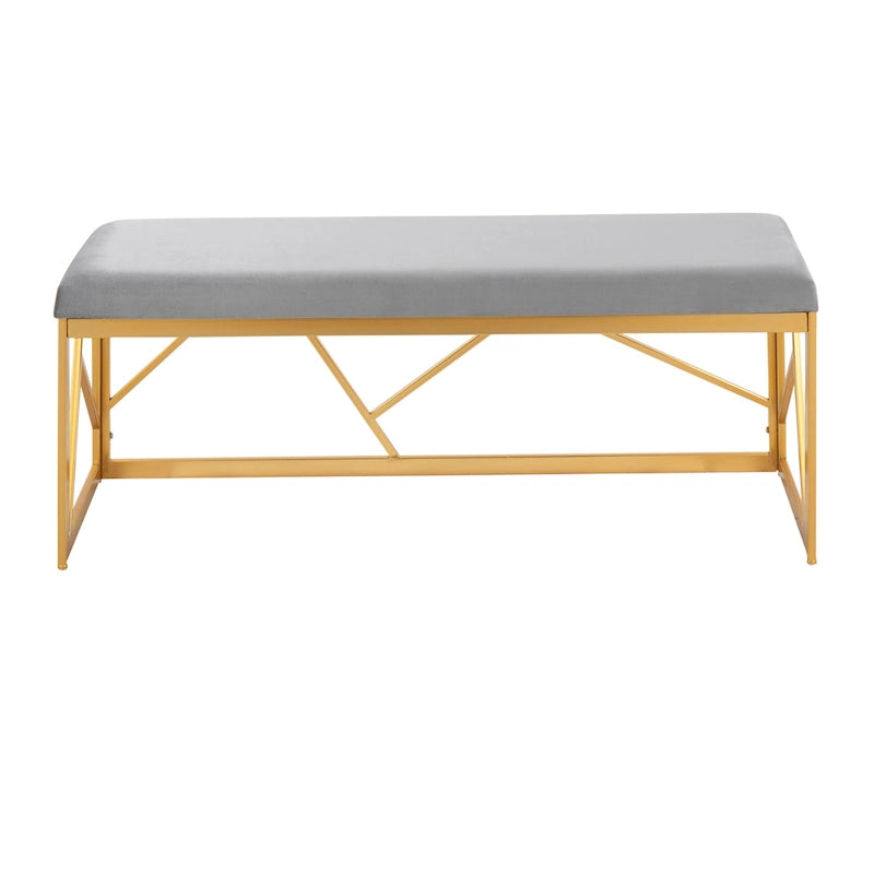 Banc rembourré en métal Silver Orchid Sala Glam