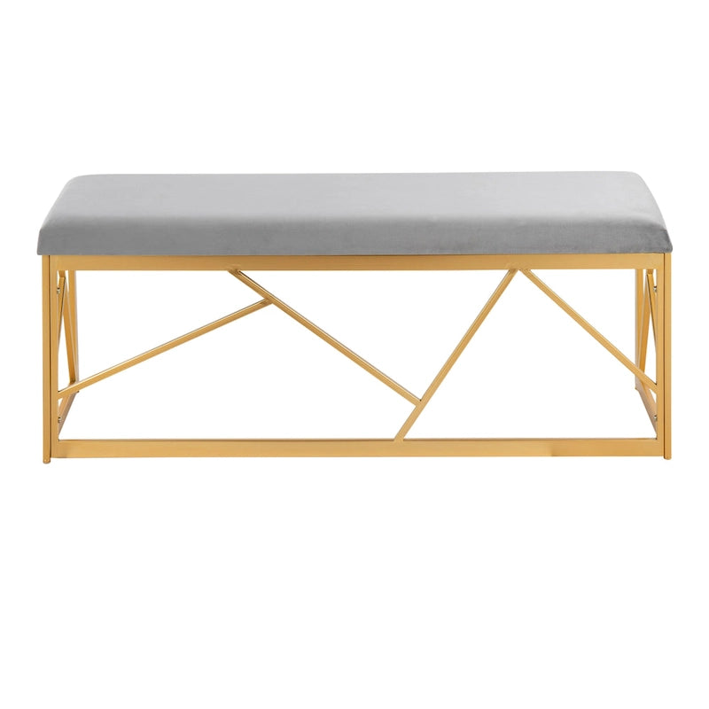 Banc rembourré en métal Silver Orchid Sala Glam