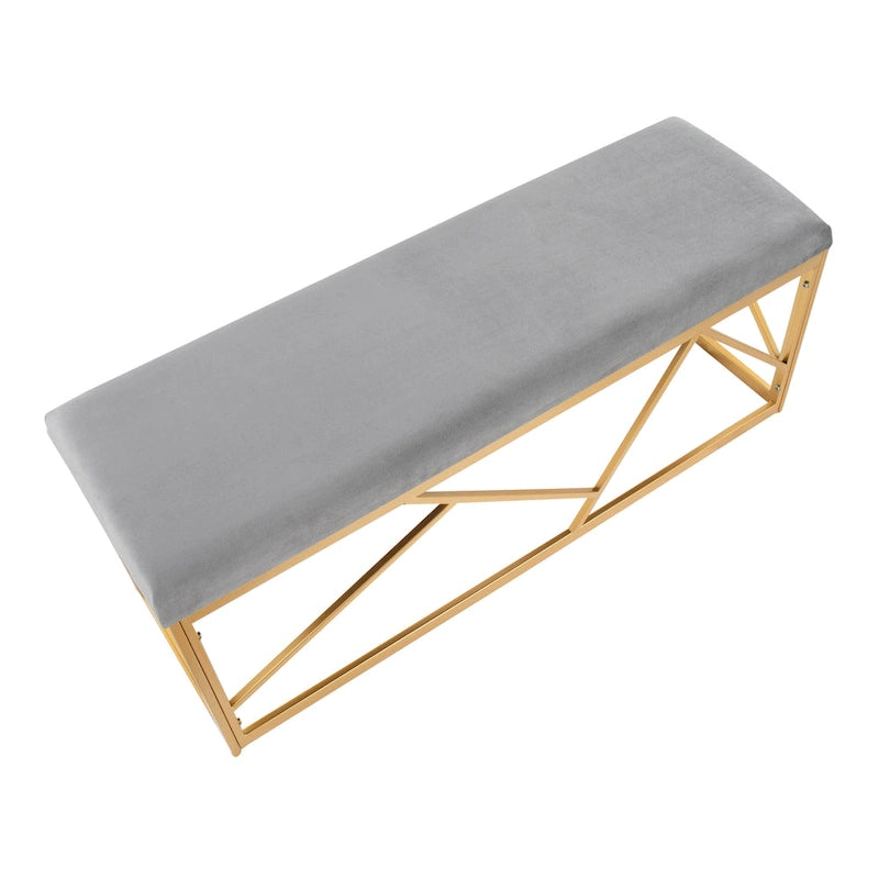 Banc rembourré en métal Silver Orchid Sala Glam