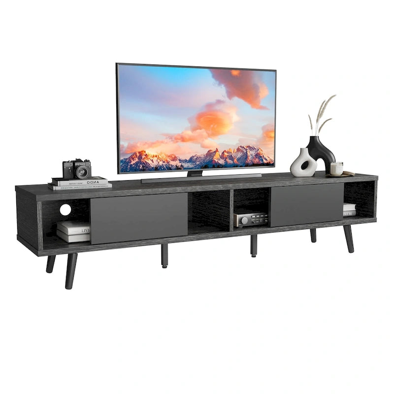 Meuble TV pour téléviseurs jusqu'à 75 pouces (178 cm) avec console multimédia en bois massif, style milieu du siècle - 70 pouces (178 cm)
