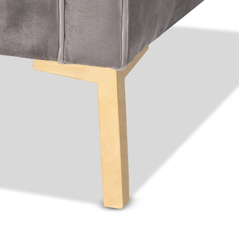 Ensemble canapé et fauteuil lounge 2 pièces en velours glamour et finitions dorées