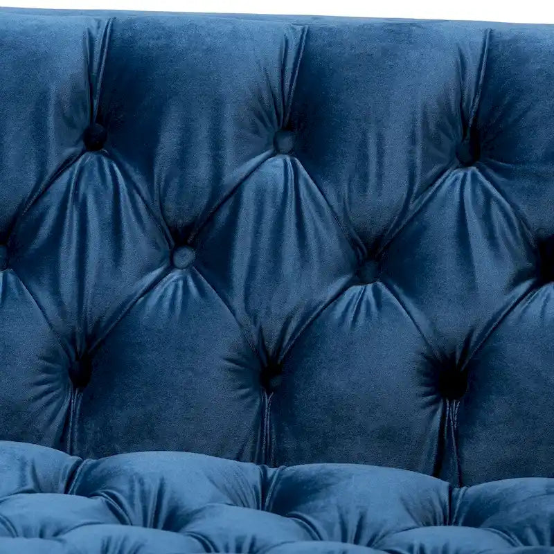 Ensemble canapé et fauteuil lounge 2 pièces en velours glamour et finitions dorées
