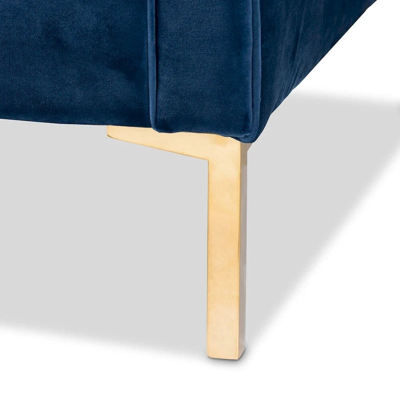 Ensemble canapé et fauteuil lounge 2 pièces en velours glamour et finitions dorées