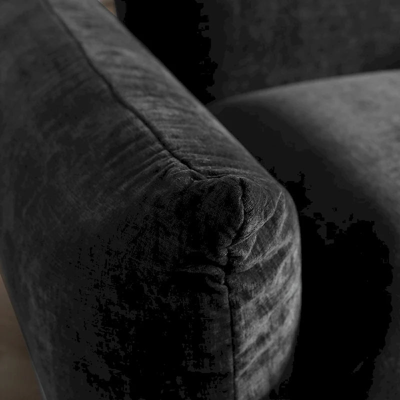 Canapé d'angle moderne en chenille noire, canapé modulable confortable avec pouf