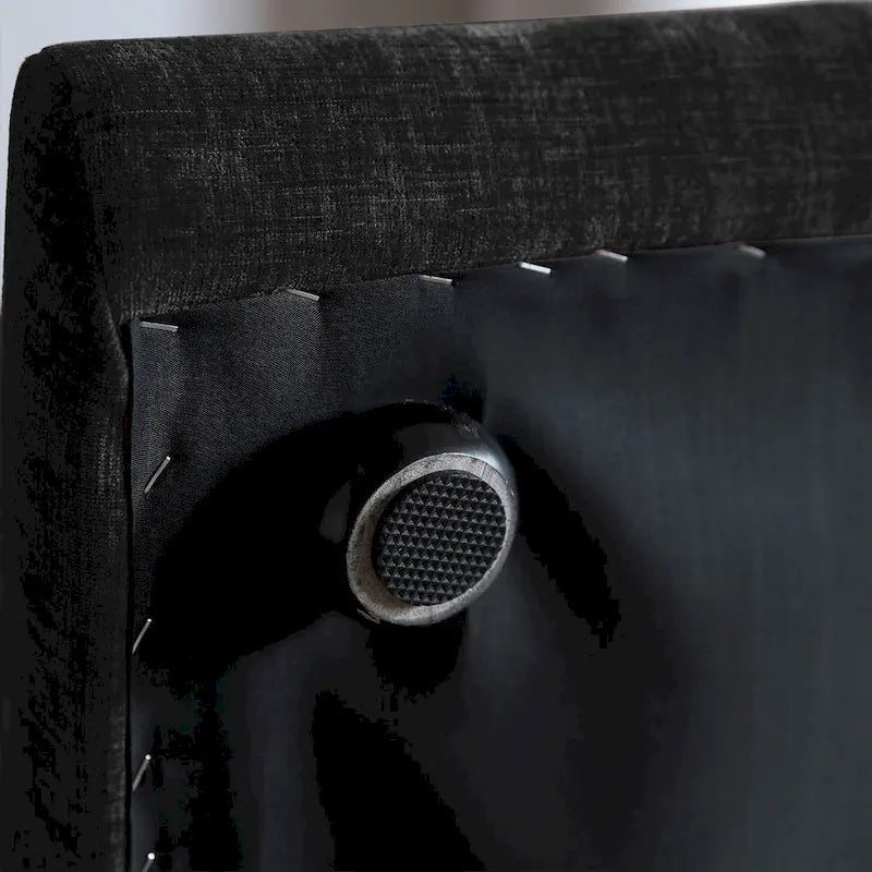 Canapé d'angle moderne en chenille noire, canapé modulable confortable avec pouf