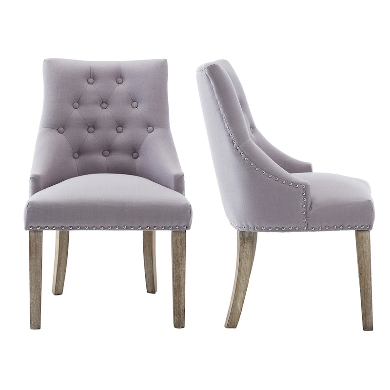 Chaises de salle à manger modernes du milieu du siècle, capitonnées avec garniture cloutée, ensemble de 2