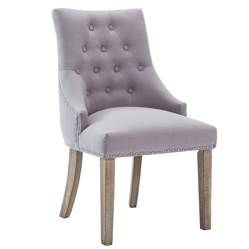 Chaises de salle à manger modernes du milieu du siècle, capitonnées avec garniture cloutée, ensemble de 2