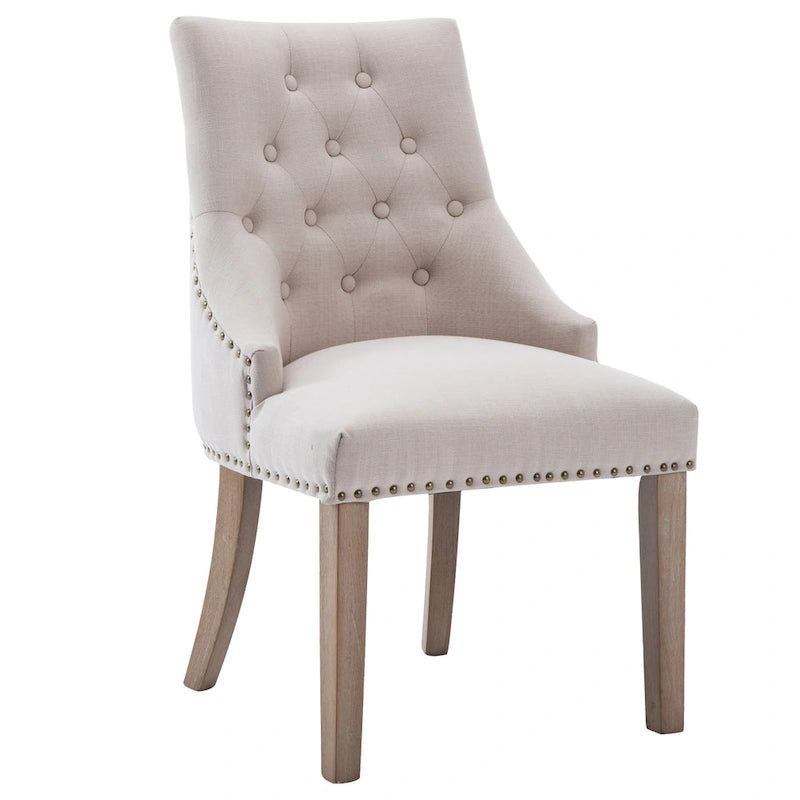 Chaises de salle à manger modernes du milieu du siècle, capitonnées avec garniture cloutée, ensemble de 2