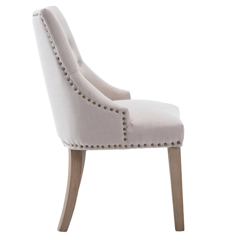 Chaises de salle à manger modernes du milieu du siècle, capitonnées avec garniture cloutée, ensemble de 2