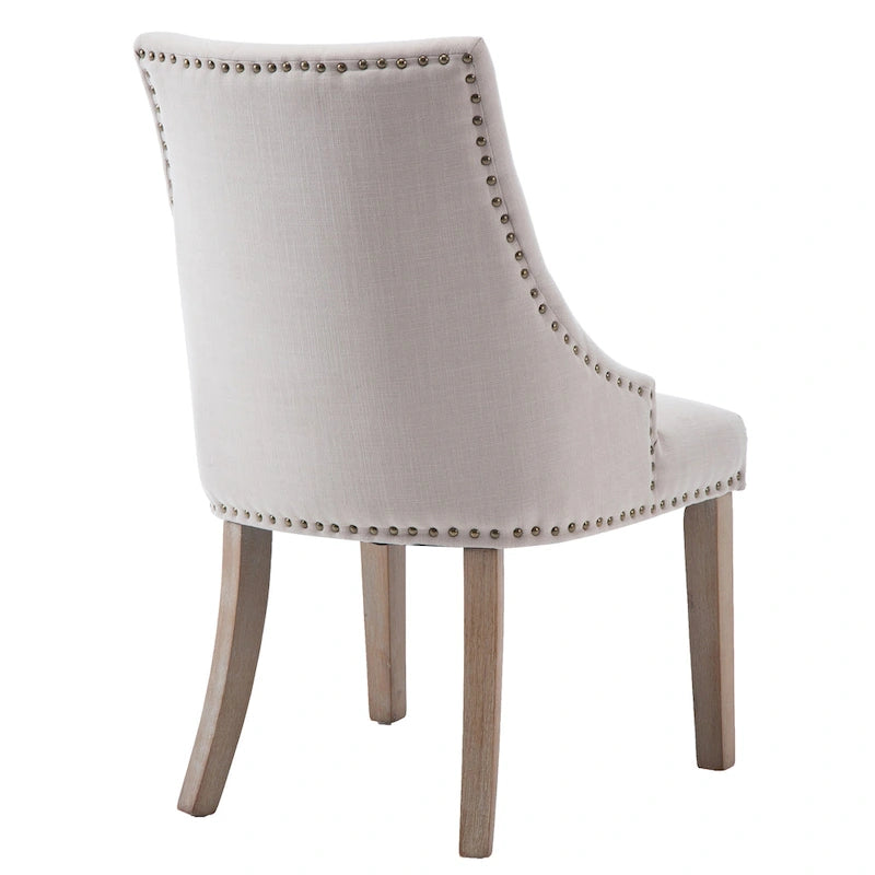 Chaises de salle à manger modernes du milieu du siècle, capitonnées avec garniture cloutée, ensemble de 2