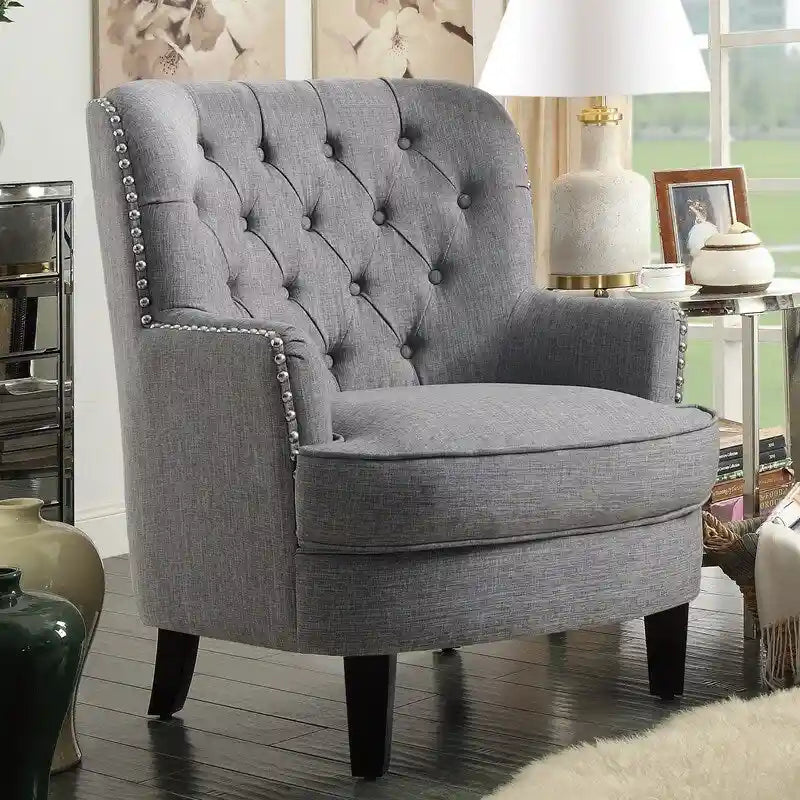 Fauteuil d'appoint Moser Bay Mignon en velours et lin, 76 cm de large, à oreilles capitonnées