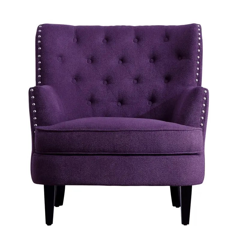 Fauteuil d'appoint Moser Bay Mignon en velours et lin, 76 cm de large, à oreilles capitonnées