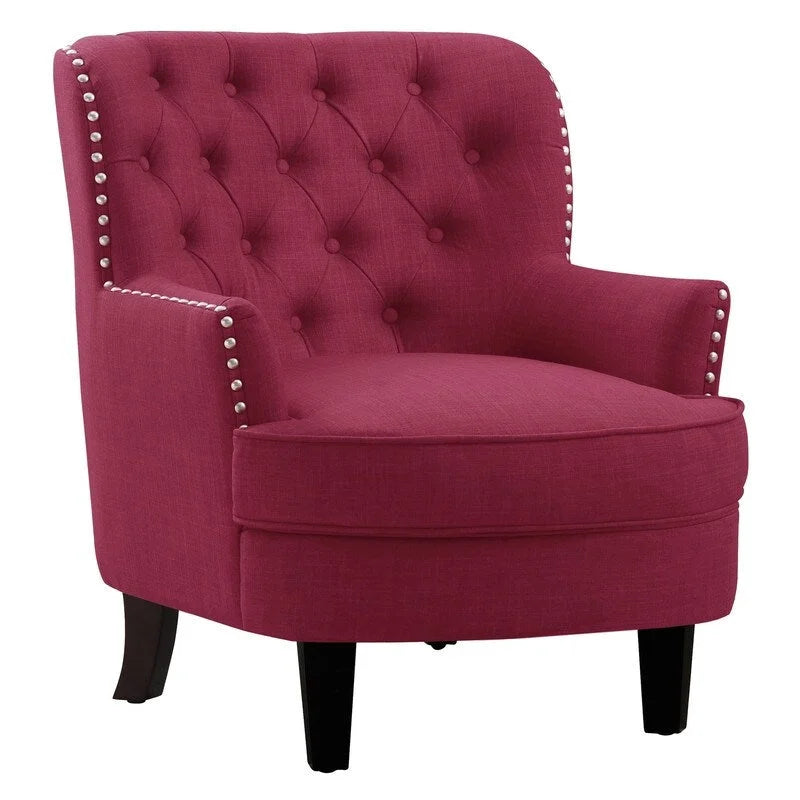 Fauteuil d'appoint Moser Bay Mignon en velours et lin, 76 cm de large, à oreilles capitonnées