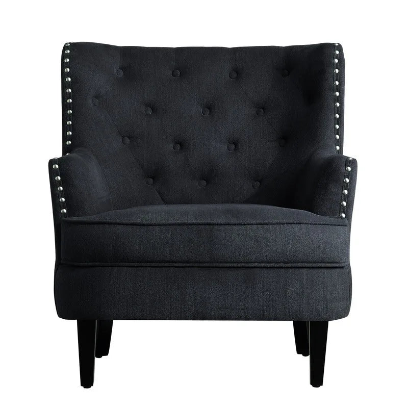 Fauteuil d'appoint Moser Bay Mignon en velours et lin, 76 cm de large, à oreilles capitonnées