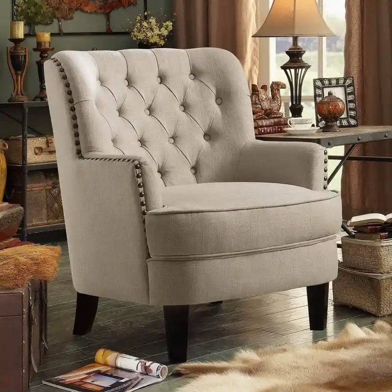 Fauteuil d'appoint Moser Bay Mignon en velours et lin, 76 cm de large, à oreilles capitonnées