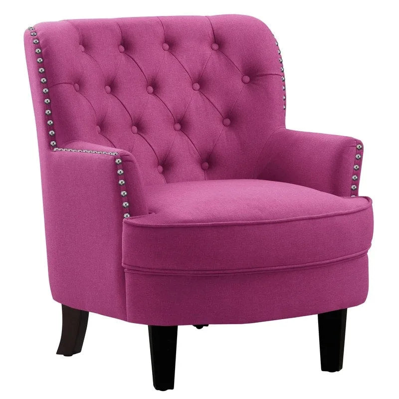 Fauteuil d'appoint Moser Bay Mignon en velours et lin, 76 cm de large, à oreilles capitonnées