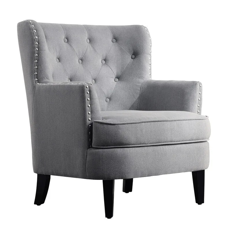 Fauteuil d'appoint Moser Bay Mignon en velours et lin, 76 cm de large, à oreilles capitonnées