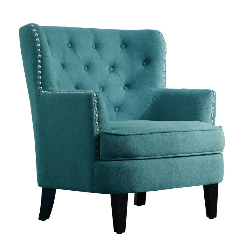 Fauteuil d'appoint Moser Bay Mignon en velours et lin, 76 cm de large, à oreilles capitonnées